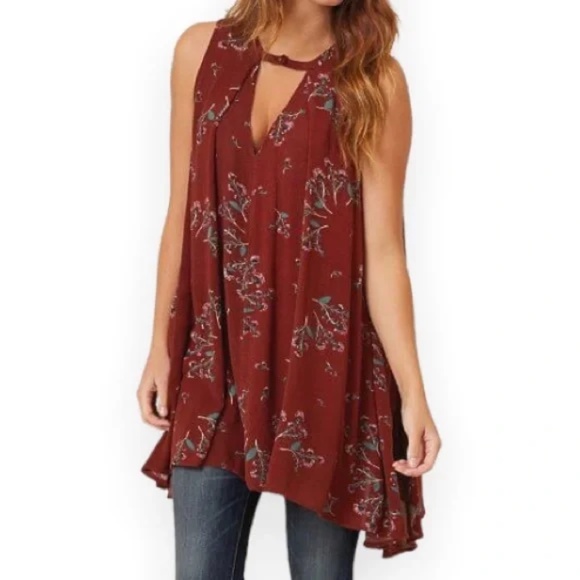 Free People Tree Swing Floral Tunic Minidress Sz Small - Picture 4 of 13